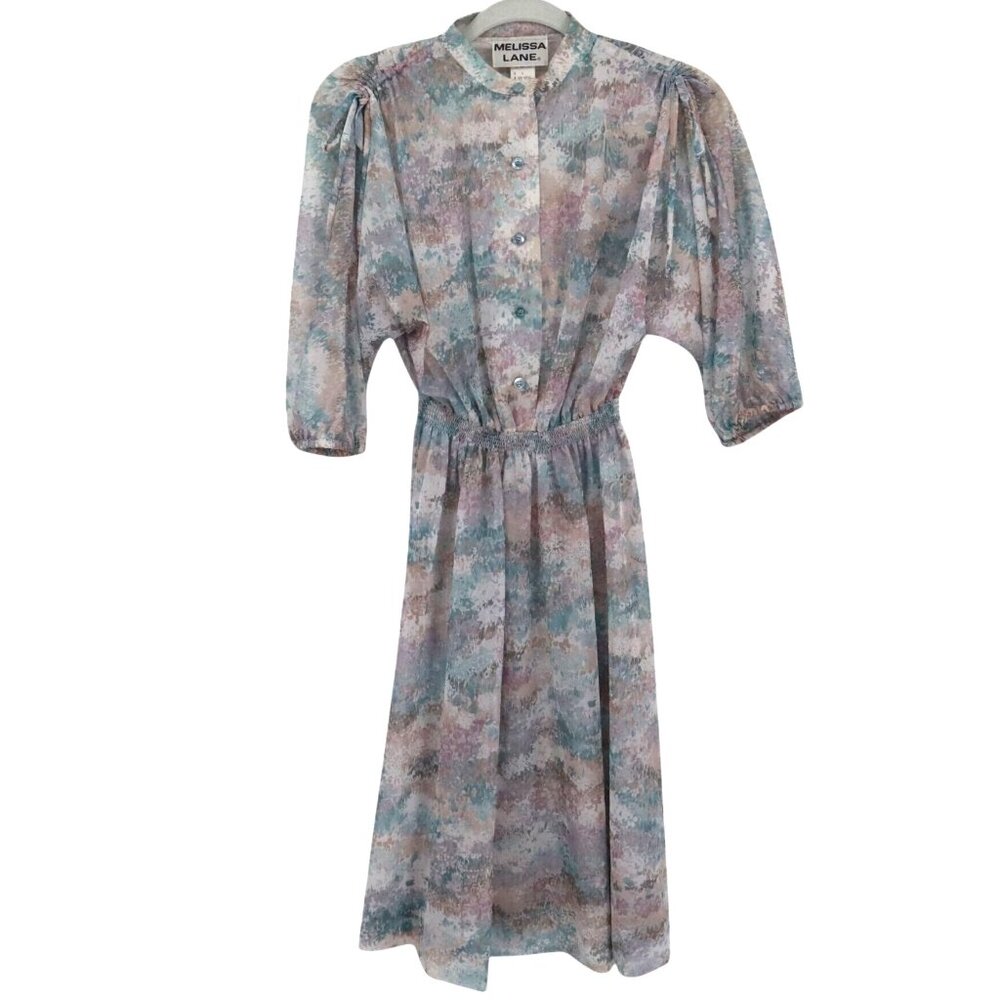 Melissa Pastel Floral Midi Dress - Blue/Pink
